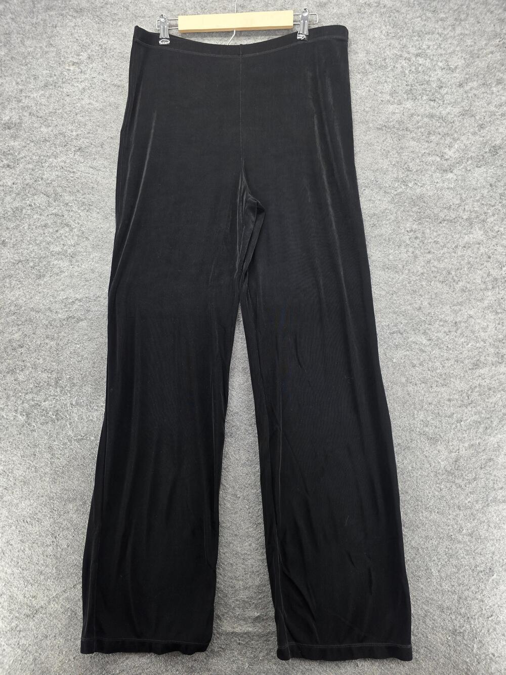 Carole Little Dress Pants Mens 34x34 Black XL Wide Leg Stretch Acetate Knit